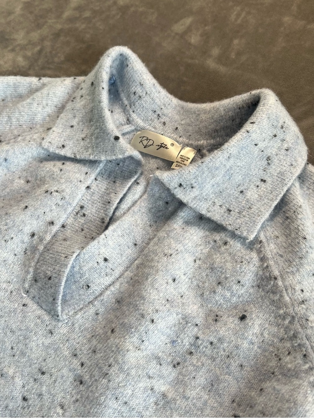 RD Style Light Blue Speckled Polo-Neck Sweater